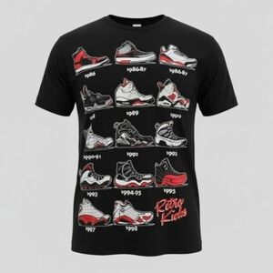 Retro Kicks Unisex Graphic Sneakers Print T-Shirt | Omatesta Brand Small Cotton